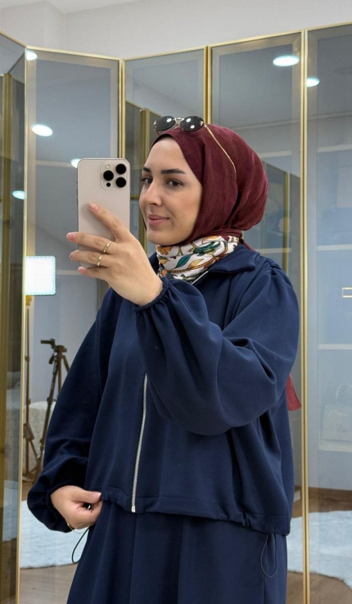 Omuzu Büzgülü Ceket Etek Takım