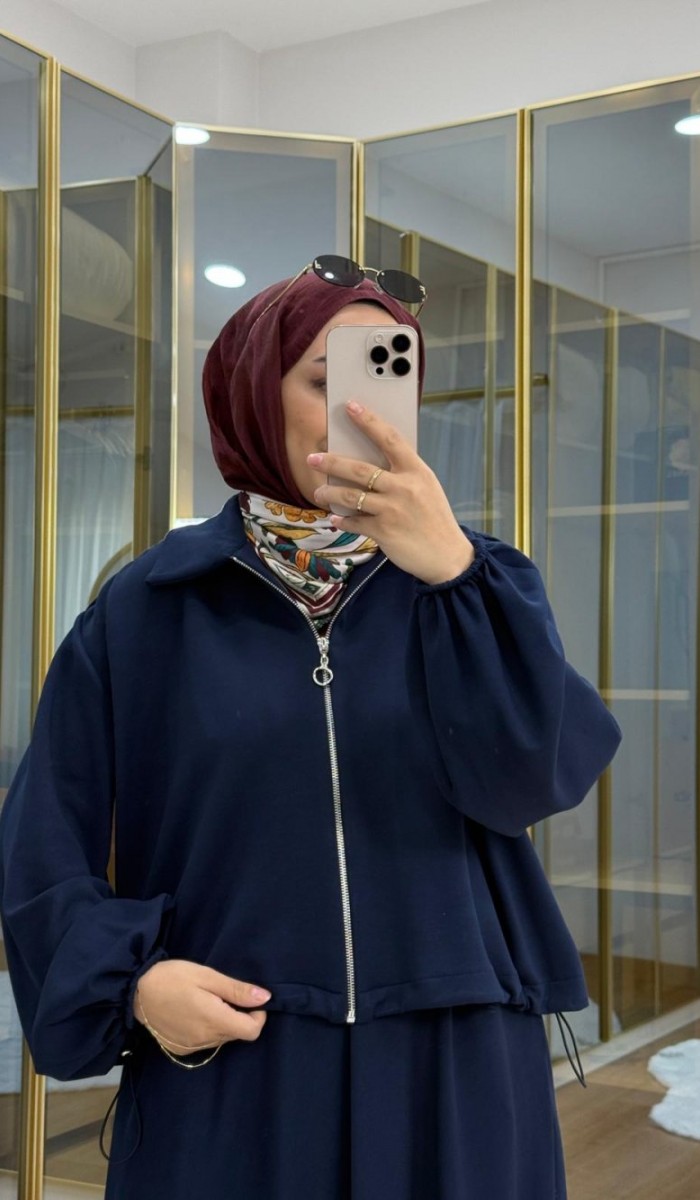 Omuzu Büzgülü Ceket Etek Takım