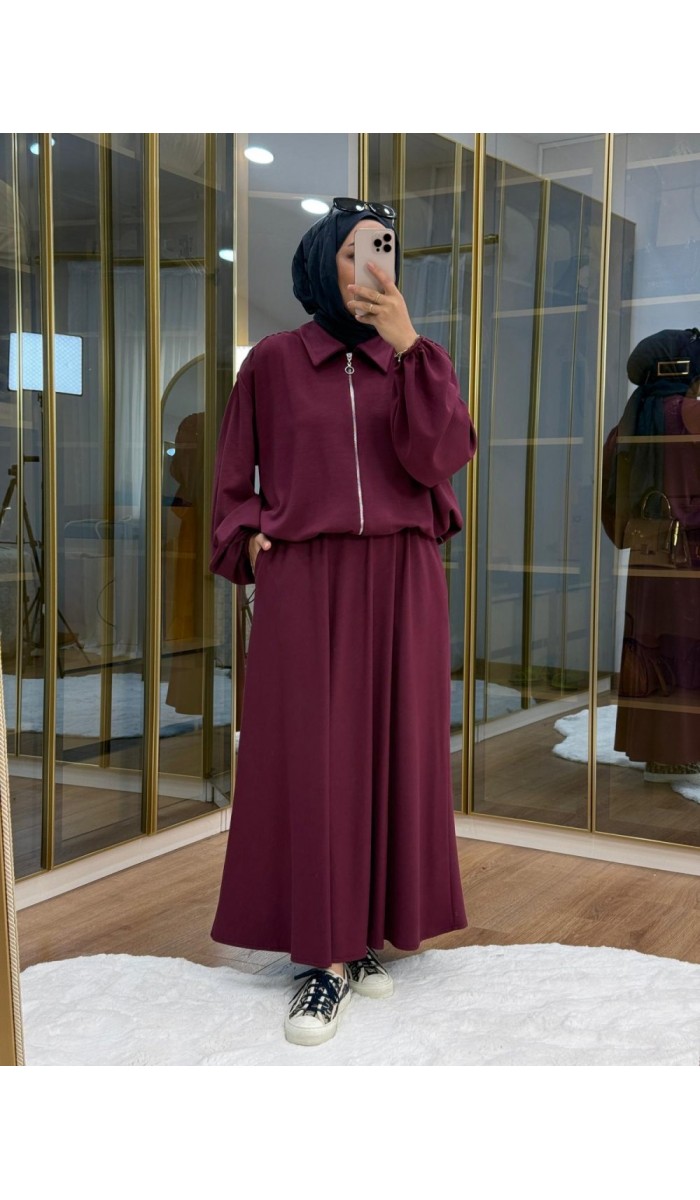 Omuzu Büzgülü Ceket Etek Takım