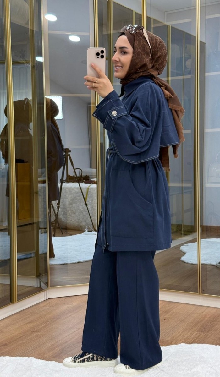 Pelerinli Gabardin Takım