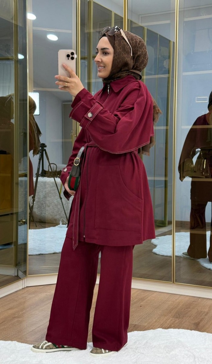 Pelerinli Gabardin Takım