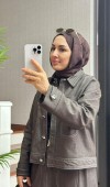 Kontrast Dikişli Kot Etekli Takım