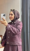 Kontrast Dikişli Kot Etekli Takım