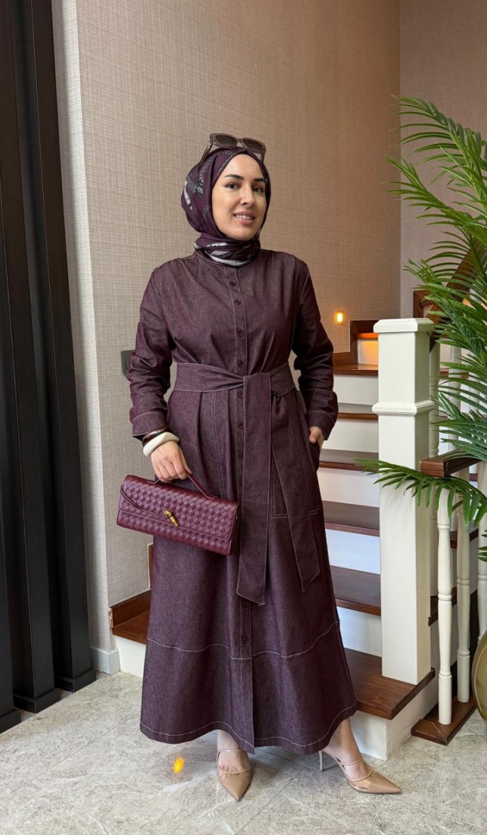 Kontrast Dikişli Kot Elbise Kontrast Dikişli Kot Elbise