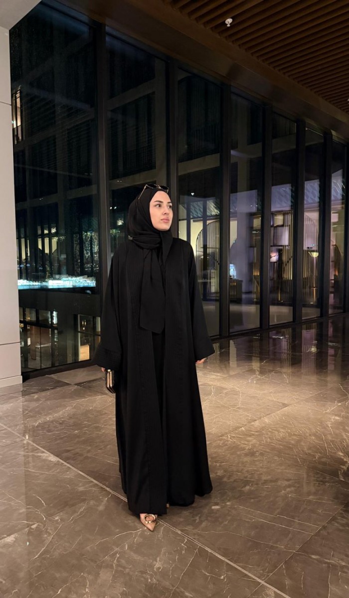 Nervürlü Elbise Abaya
