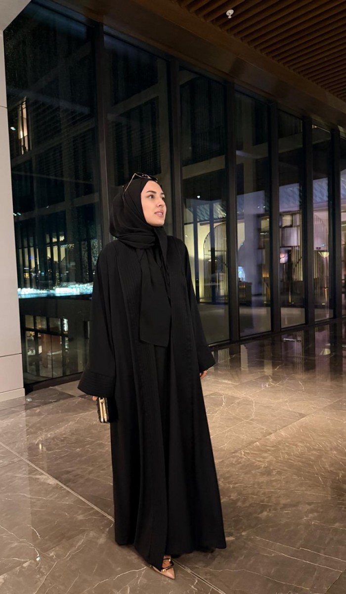 Nervürlü Elbise Abaya