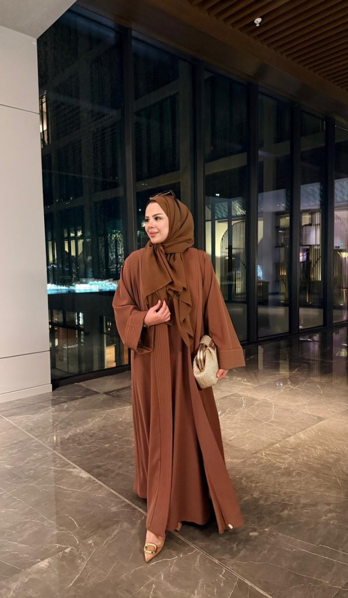 Nervürlü Elbise Abaya Nervürlü Elbise Abaya