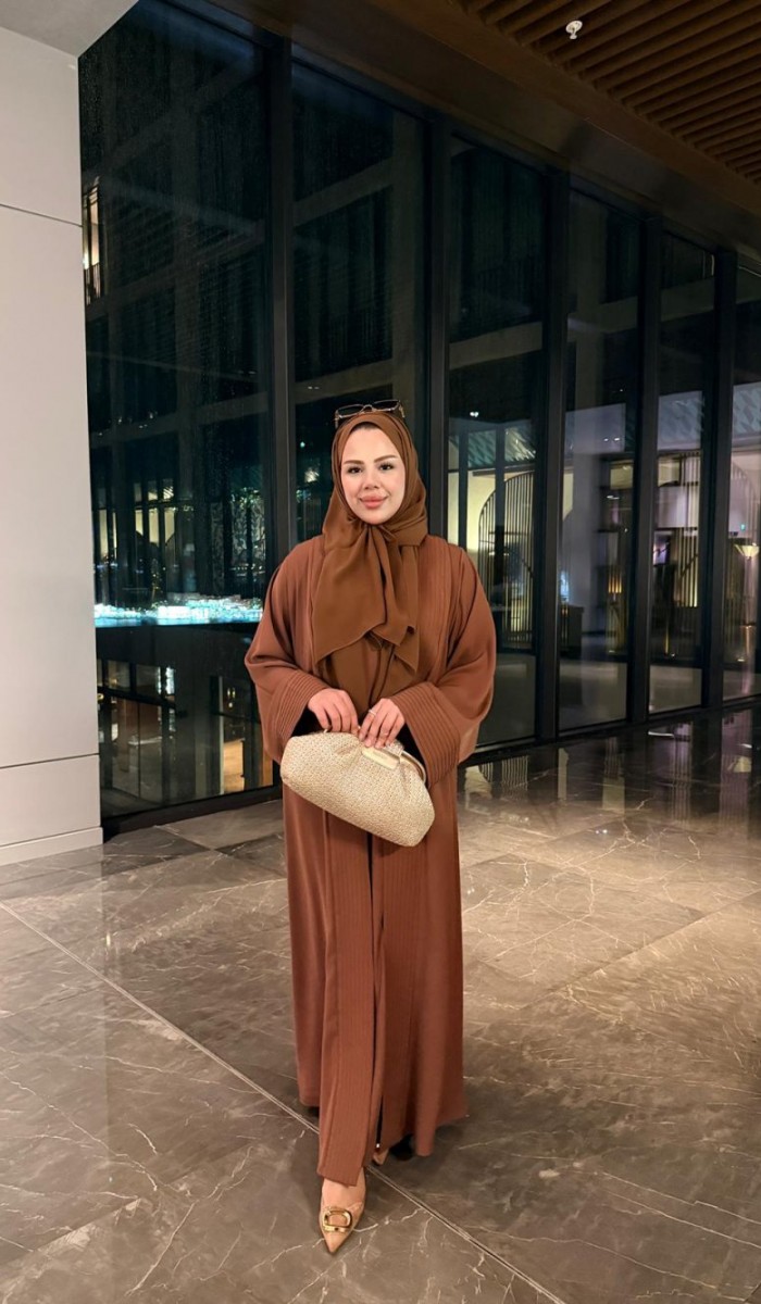 Nervürlü Elbise Abaya