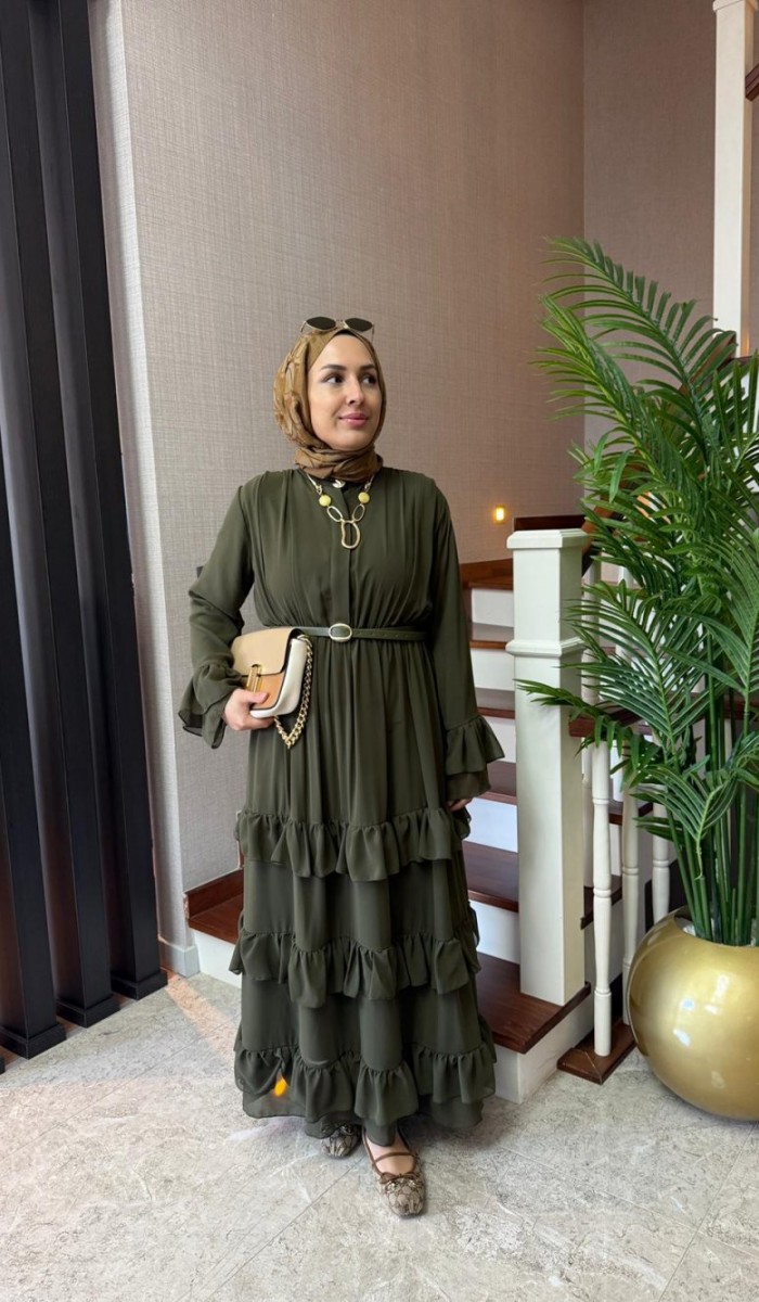 Katlı Şifon Elbise