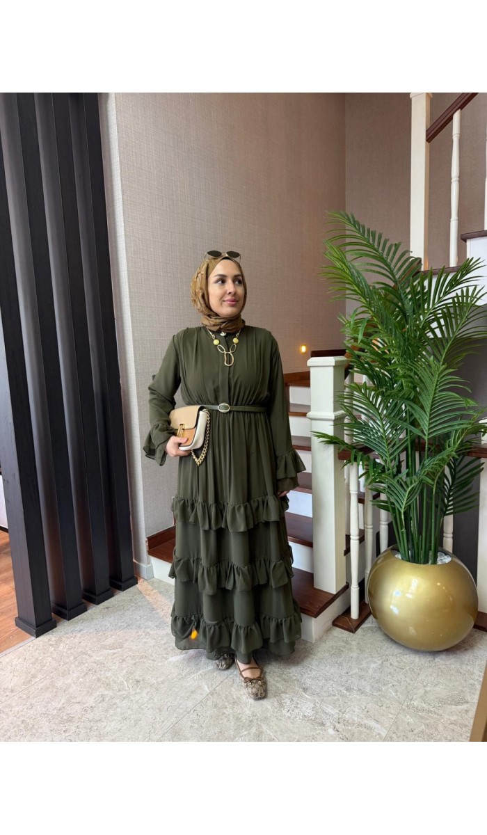 Katlı Şifon Elbise