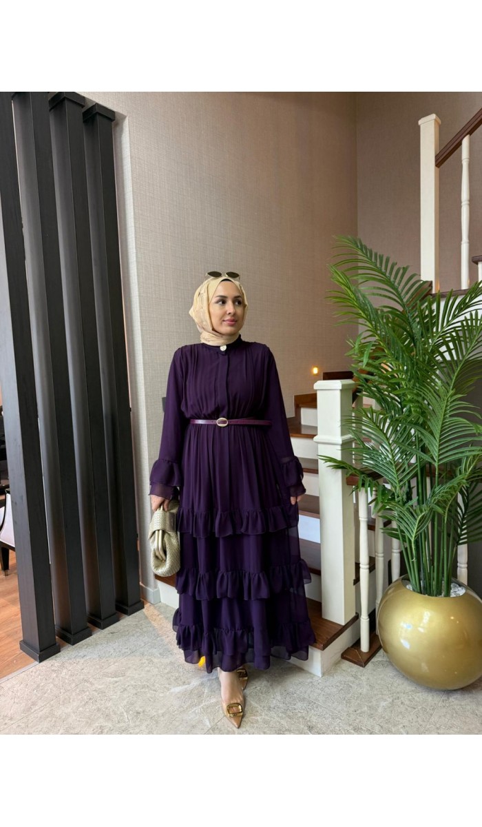 Katlı Şifon Elbise