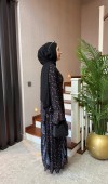 Desenli Fırfırlı Şifon Elbise
