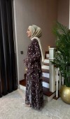 Desenli Fırfırlı Şifon Elbise