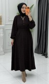 Ekose Elbise Siyah