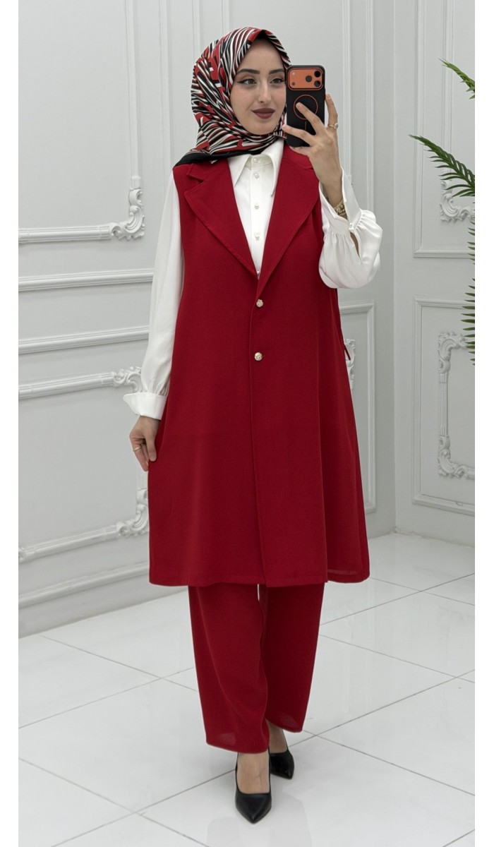 Sofia Yelek Takım Kırmızı