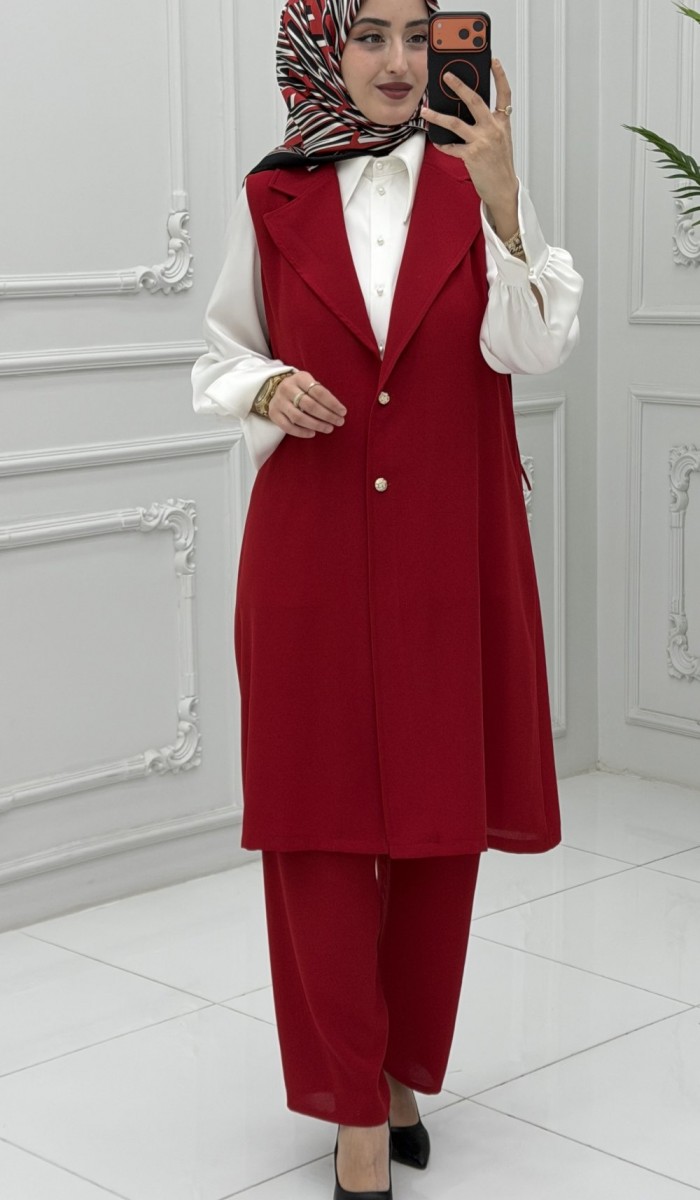 Sofia Yelek Takım Kırmızı