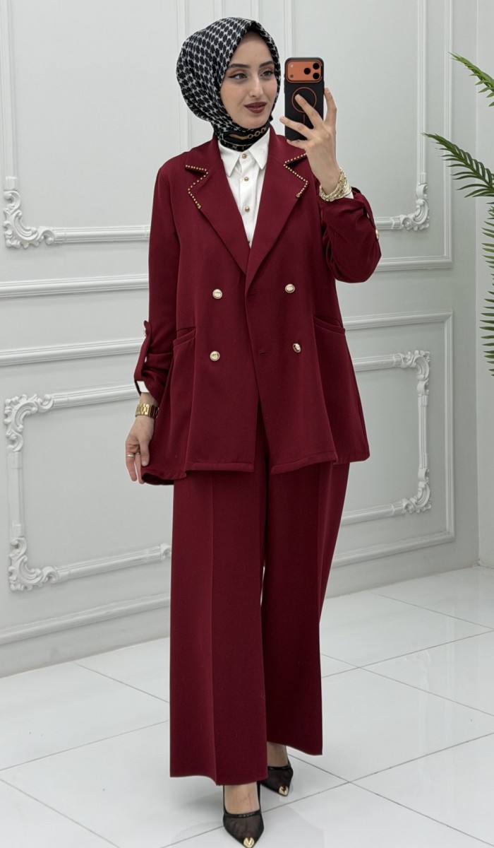 Diana Ceket Takım Bordo