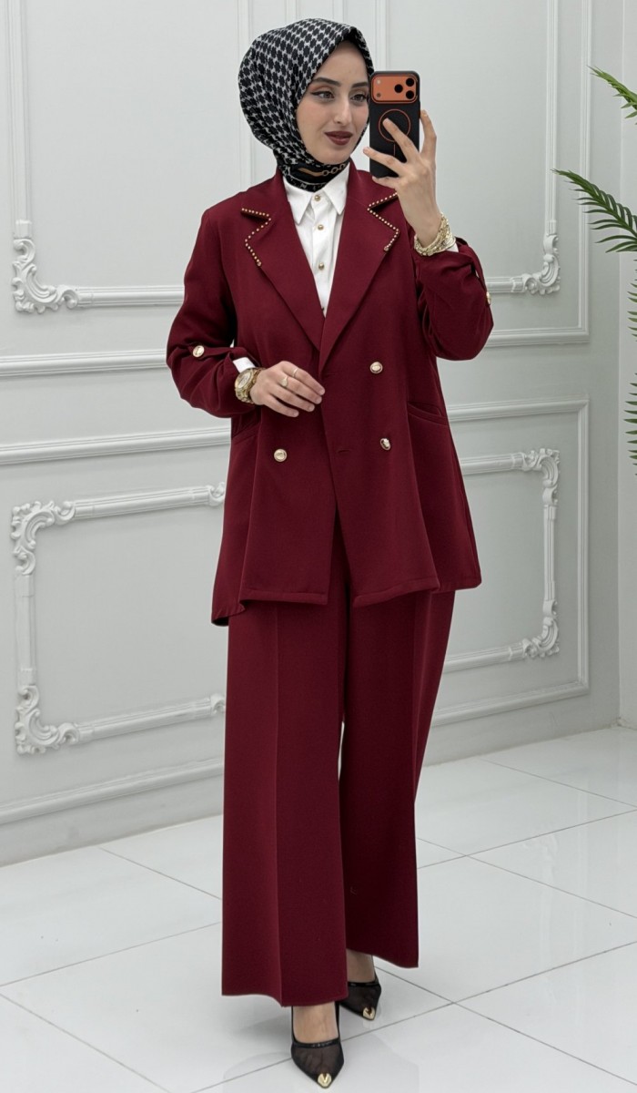 Diana Ceket Takım Bordo