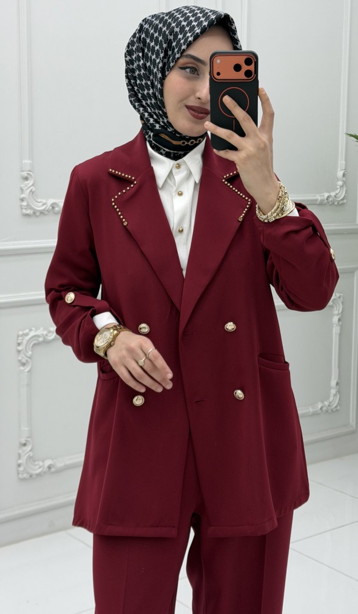 Diana Ceket Takım Bordo